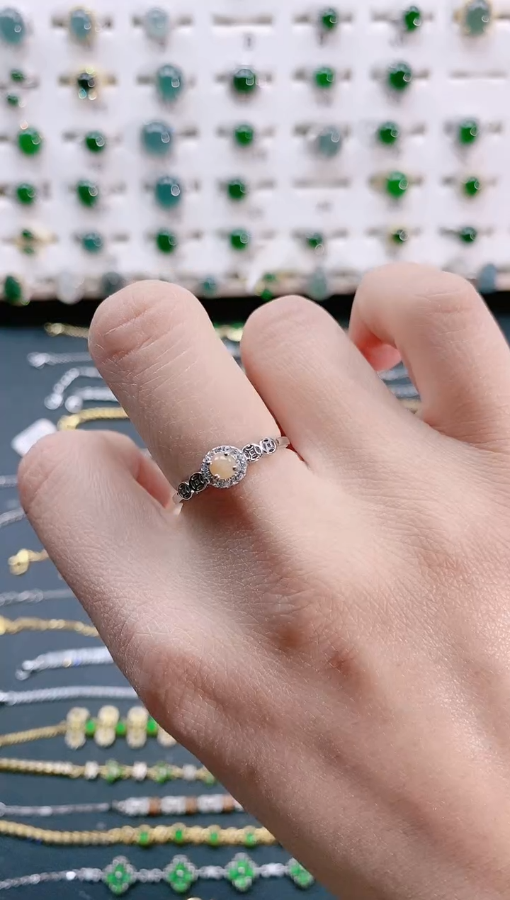 【闪购商品】翡翠戒指银S925镶嵌天然翡翠