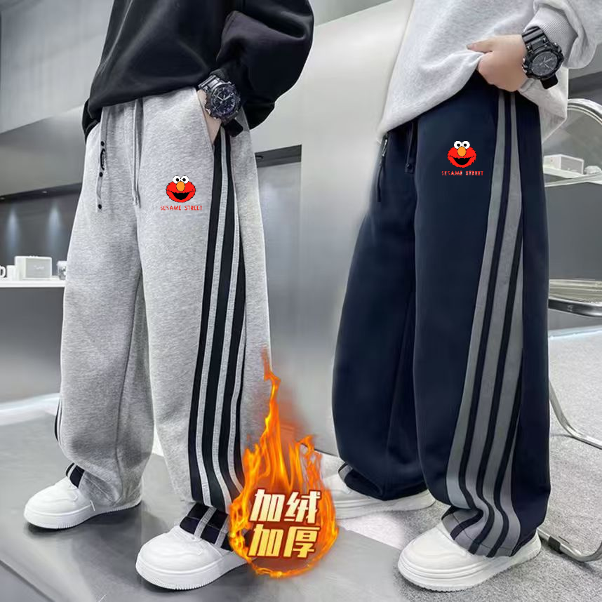 【加绒/不加绒】2025秋冬新款男重女童运动休闲裤弯刀裤儿童长裤