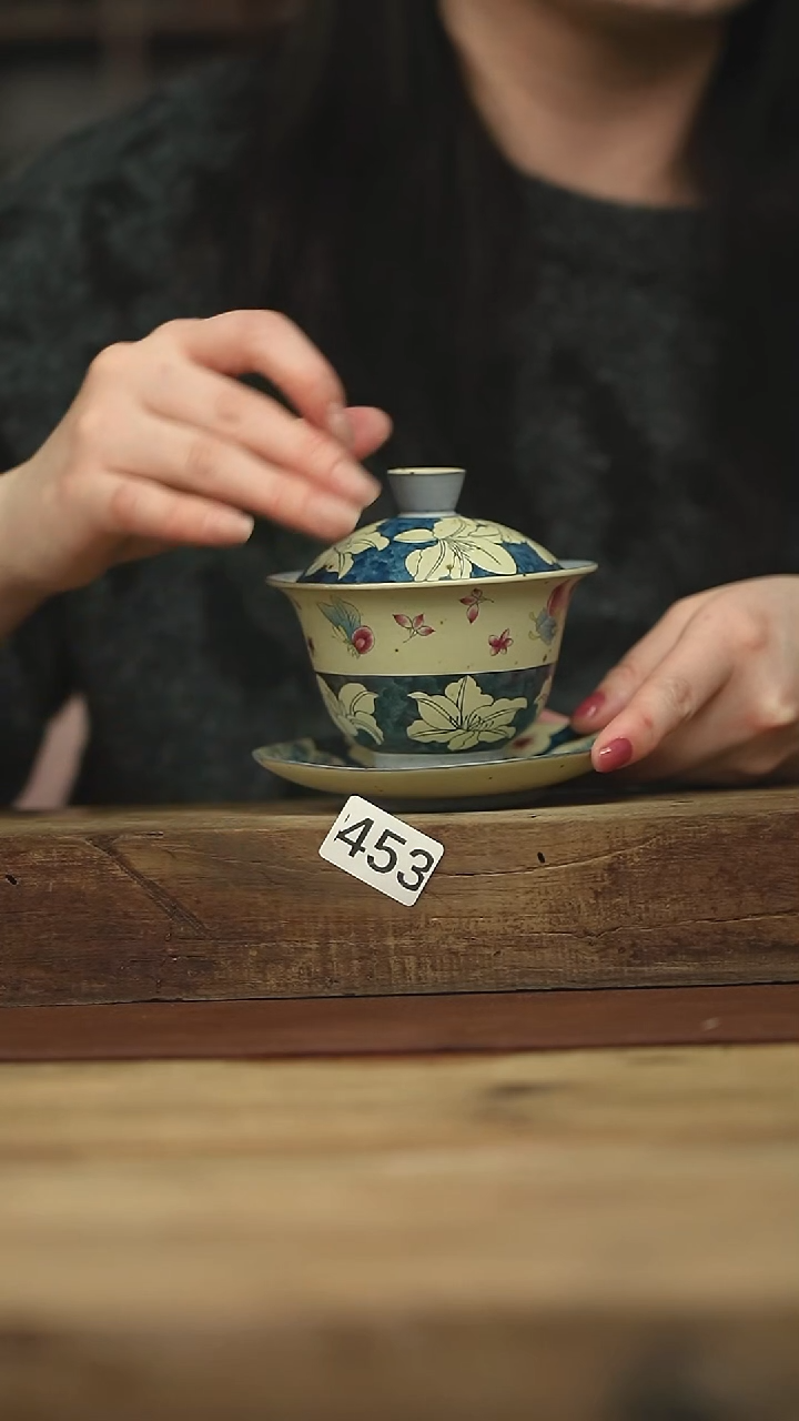 设计师手作款 青花盖碗