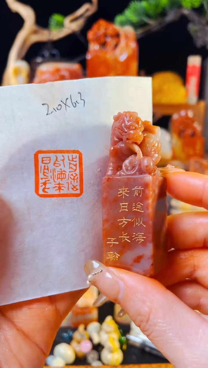 【闪购商品】老挝石印石手工篆刻《前途似海来日方长》