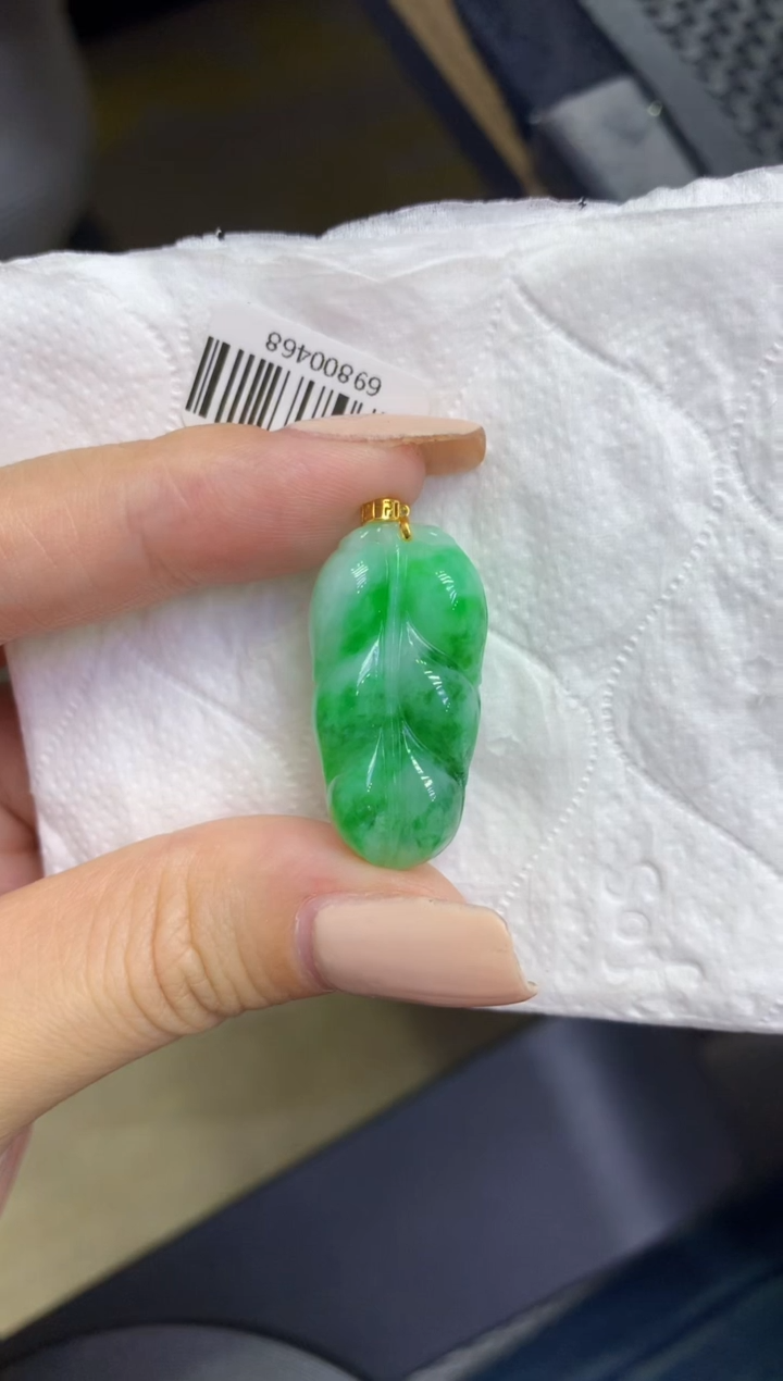 颈饰18K金镶嵌翡翠天然缅甸翡翠A货