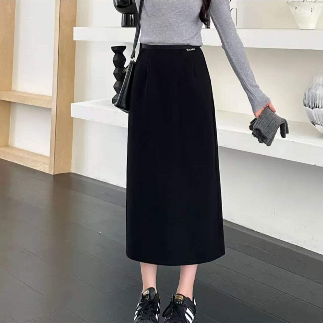 新款半身裙女黑色直筒显瘦高腰气质中长款时尚百搭包臀裙96