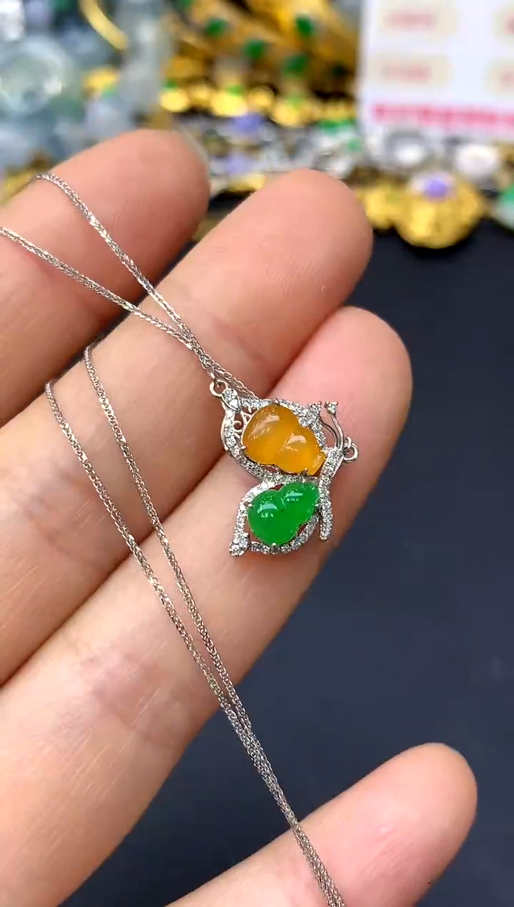 颈饰18K金镶嵌翡翠595-中国好珍宝