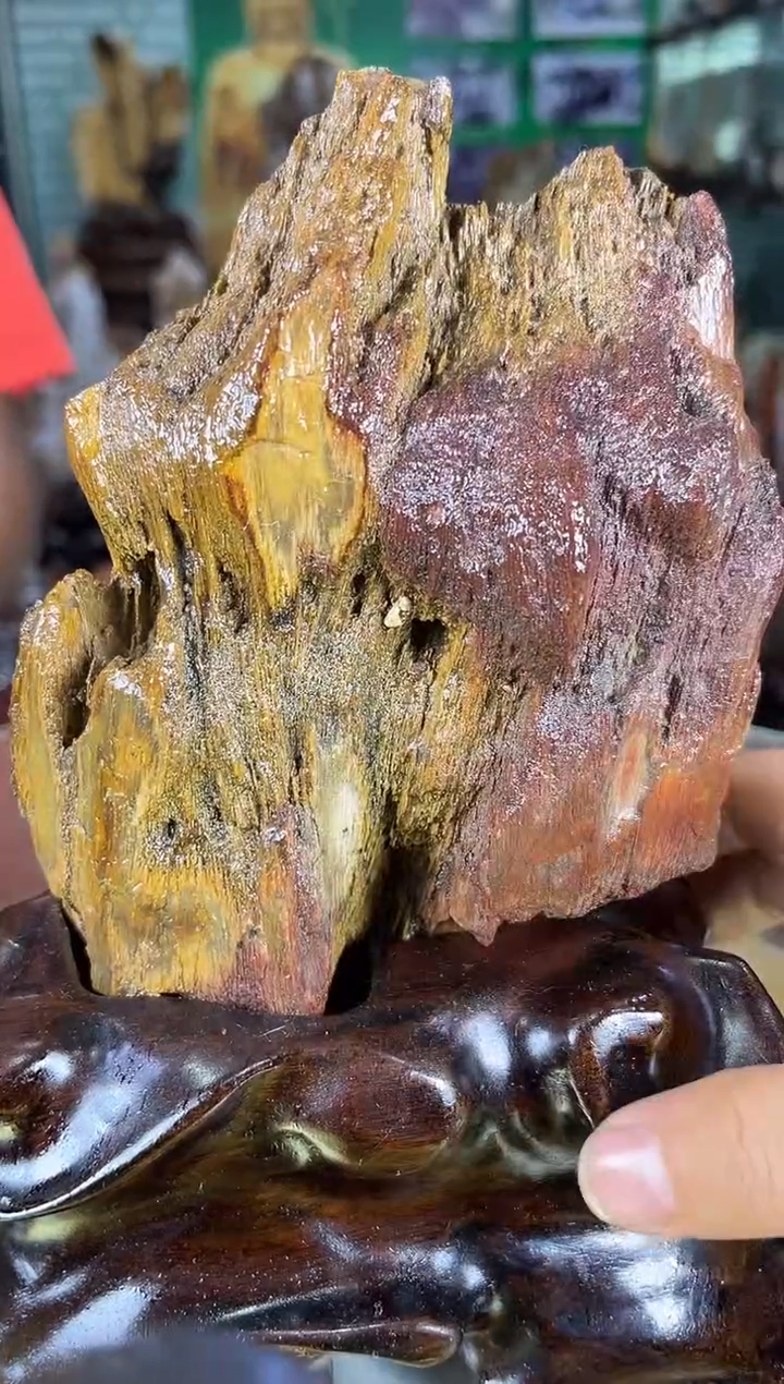 缅甸天然树化玉摆件