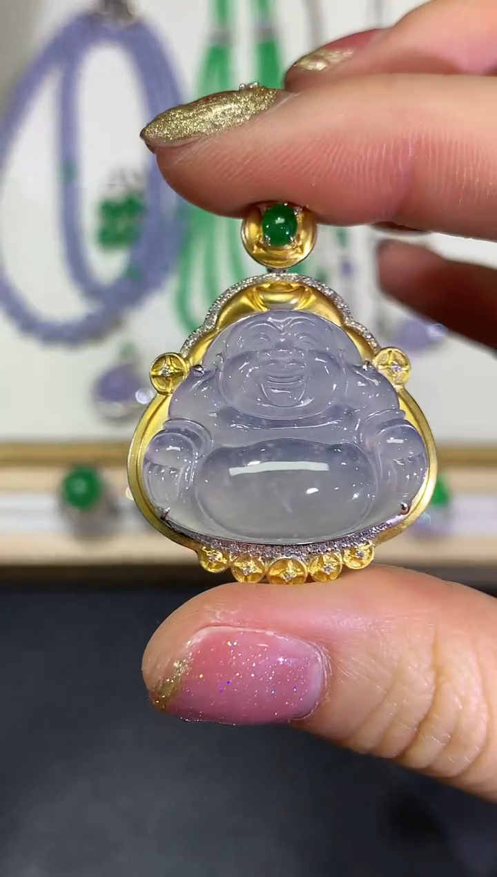 【闪购商品】翡翠颈饰18K金镶嵌团购46