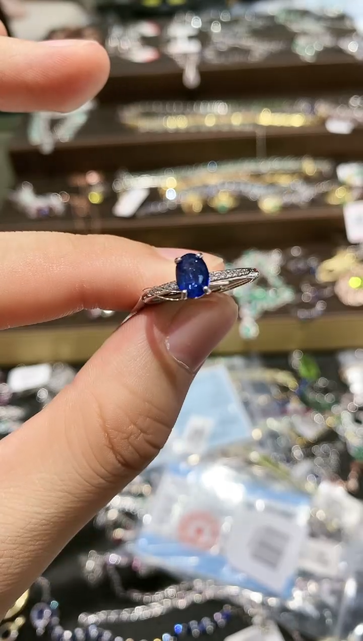 【闪购商品】蓝宝石戒指银S925镀金镶嵌戒指