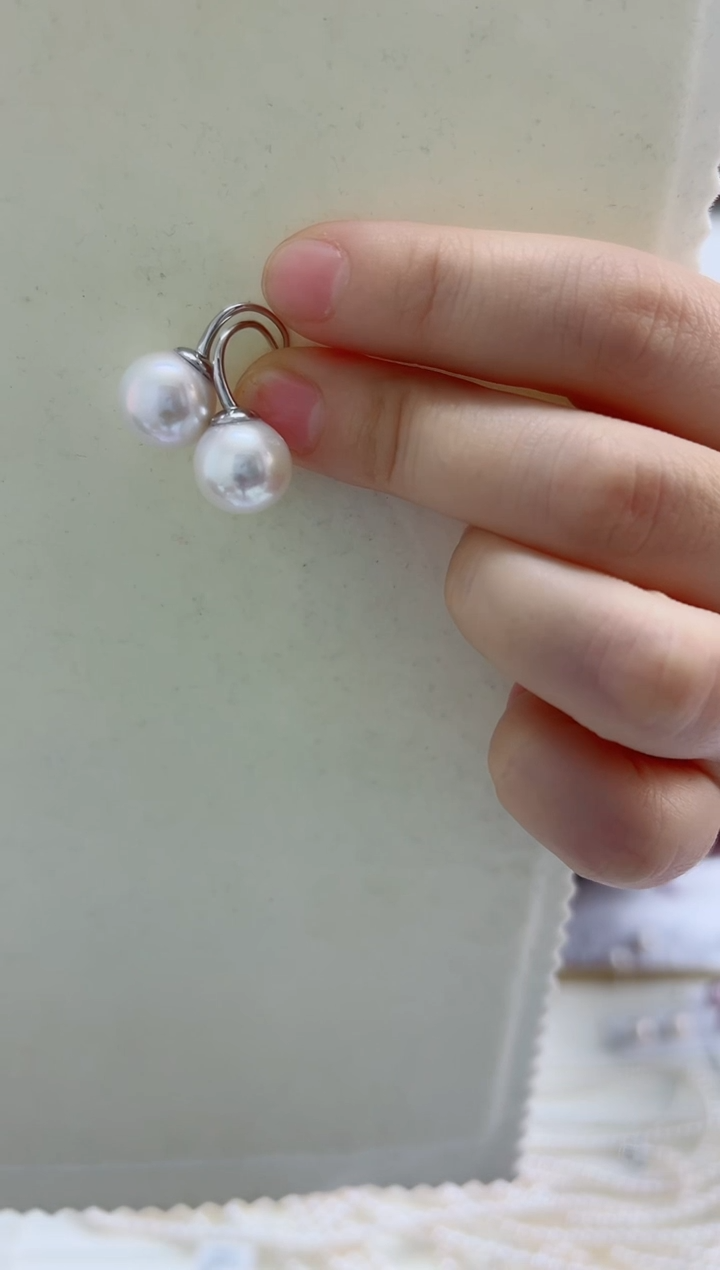银S925镶嵌耳饰淡水珍珠11-12高跟鞋新
