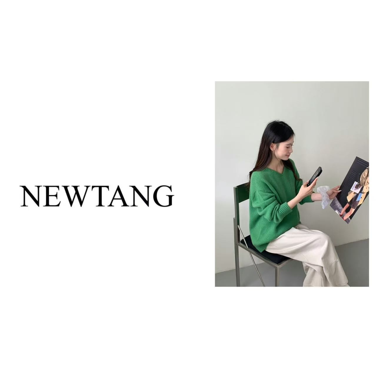 【V领】381(含羊毛)时尚针织衫女V领宽松慵懒风 绿