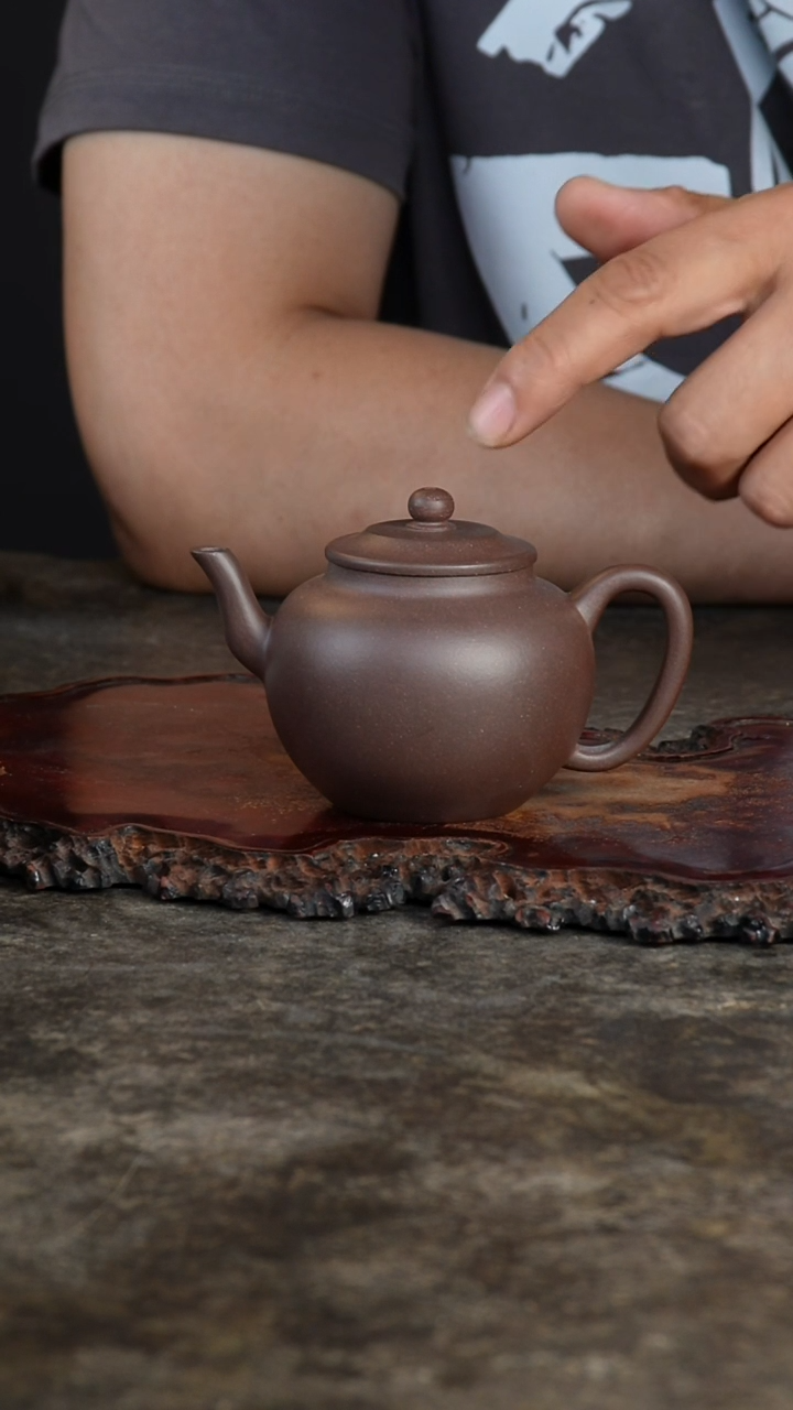 茶壶紫砂用****6老紫泥圆珠壶