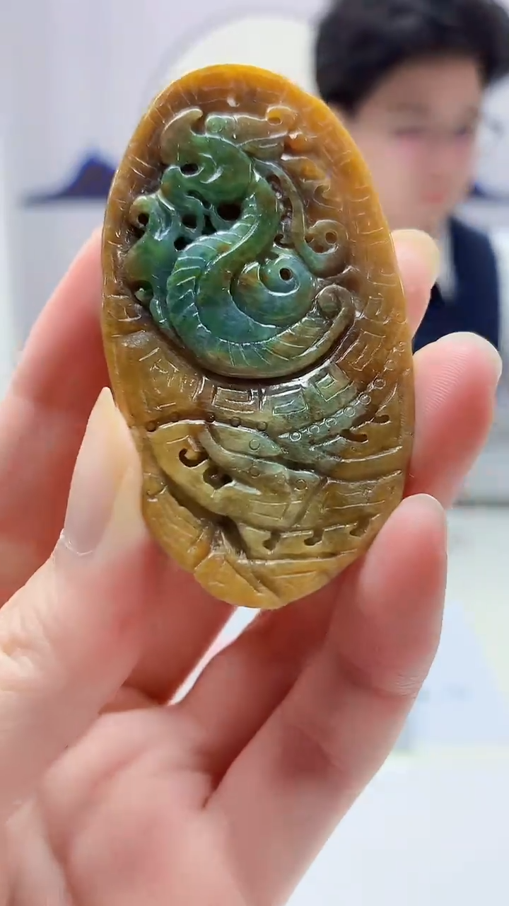 【闪购商品】定制翡翠未镶嵌4688zm-毛货挂件29龙牌