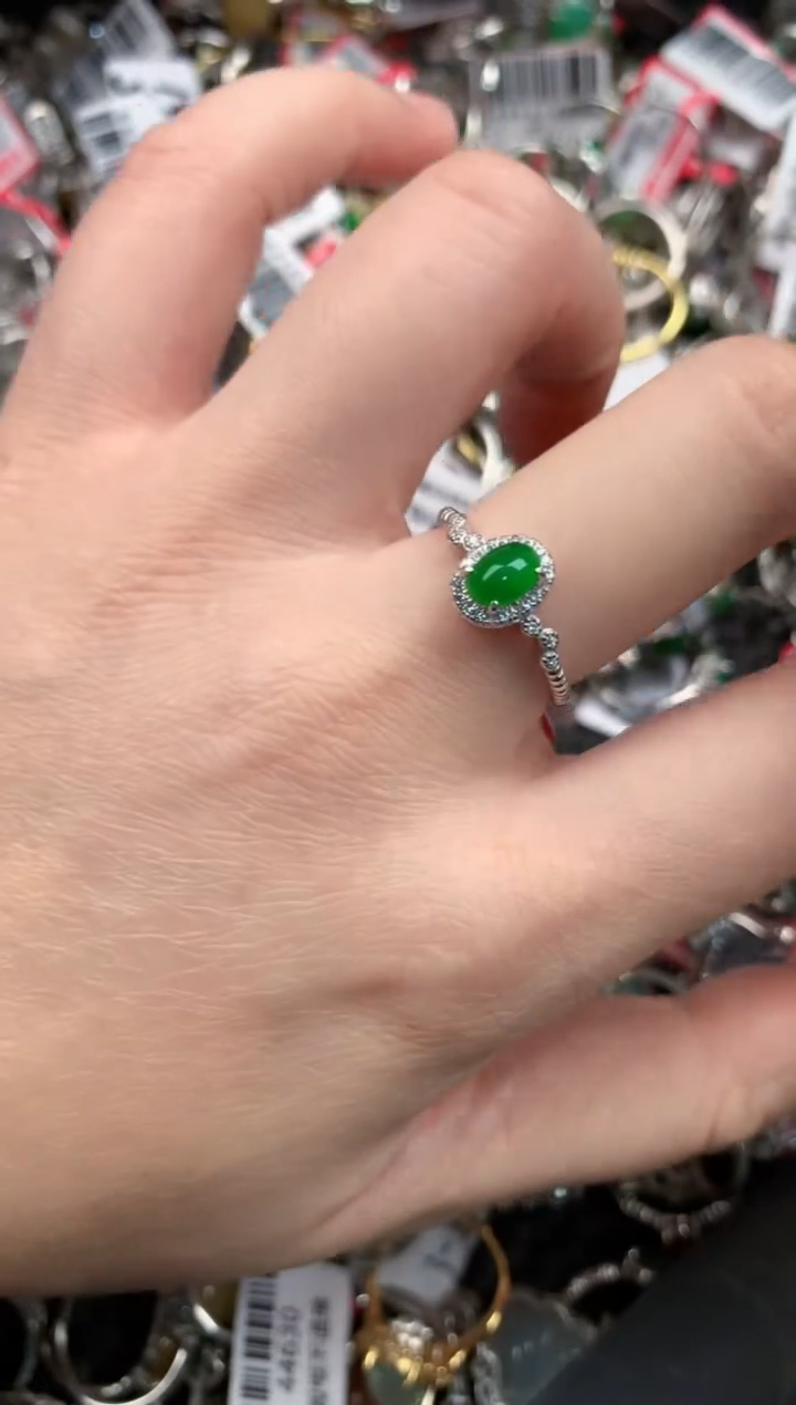 银S925镶嵌戒指翡翠999                  10