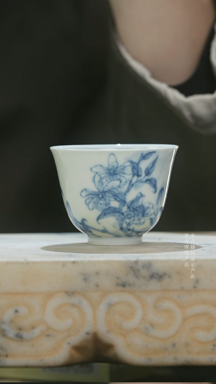 杯子陶瓷柴窑八花栀子花