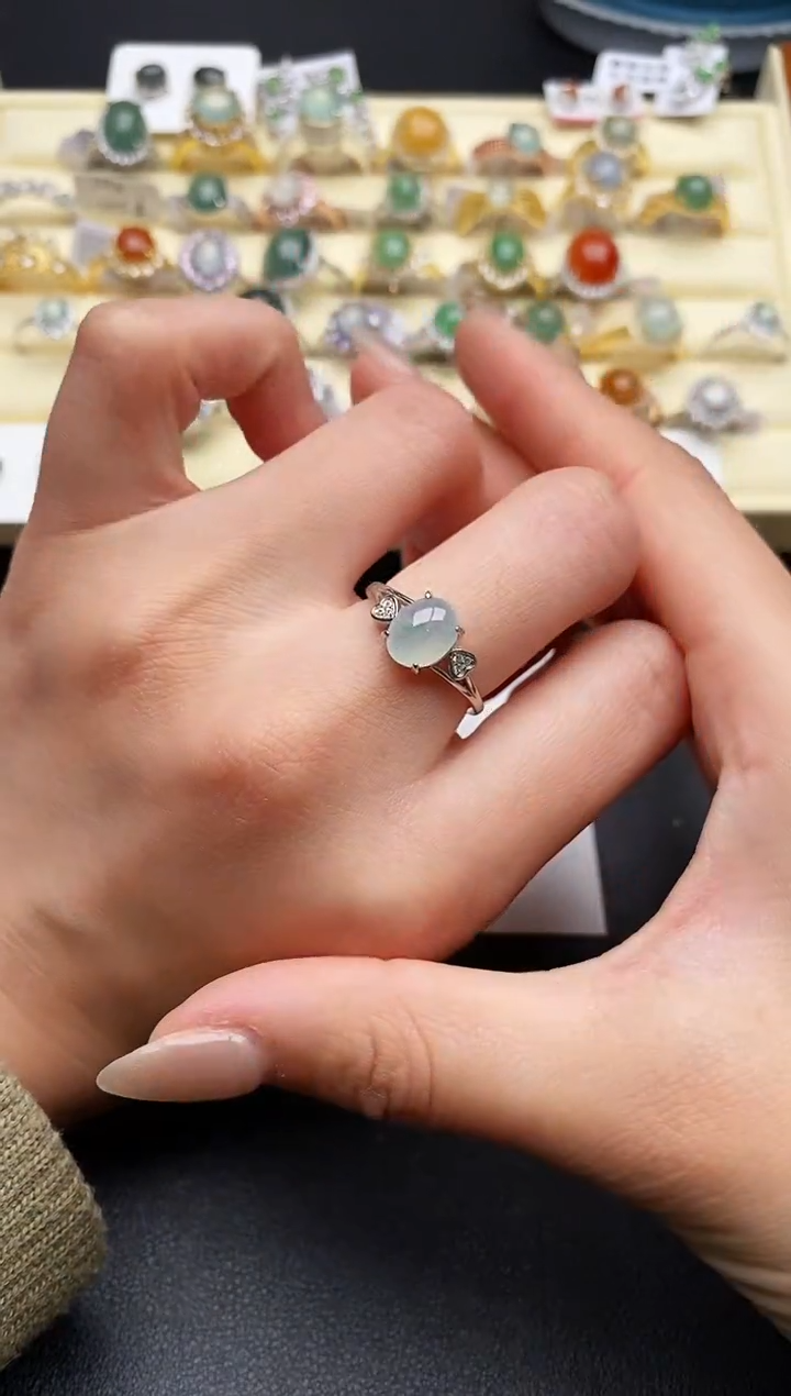 【闪购商品】翡翠戒指银S925镶嵌888888888+2