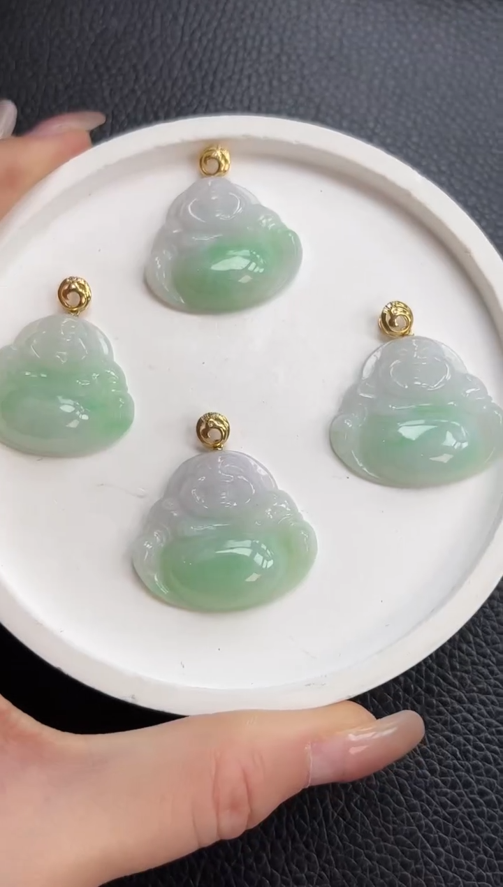 【闪购商品】翡翠颈饰18K金镶嵌佛公多样性发一