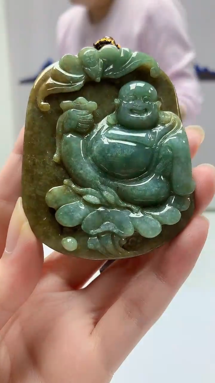 【闪购商品】定制翡翠未镶嵌4902zm-毛货挂件佛公53