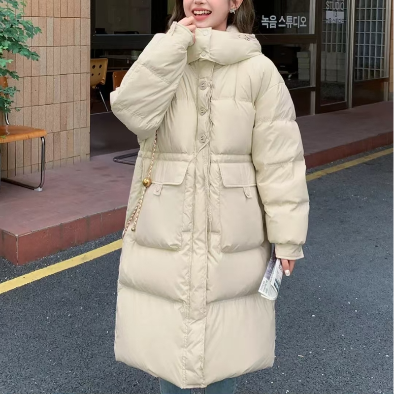 【包子姐妹长款】连帽羽绒服休闲常规款抽绳女装秋冬韩版外套