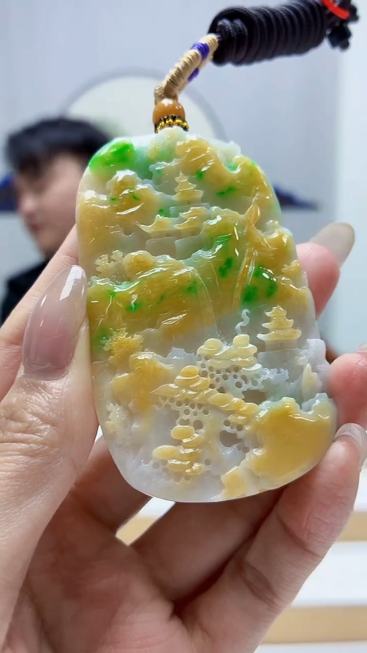 未镶嵌定制翡翠5060MM-毛货挂件77