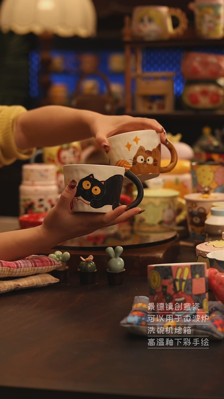 陶瓷景德镇可爱陶瓷釉下彩绘设计师款