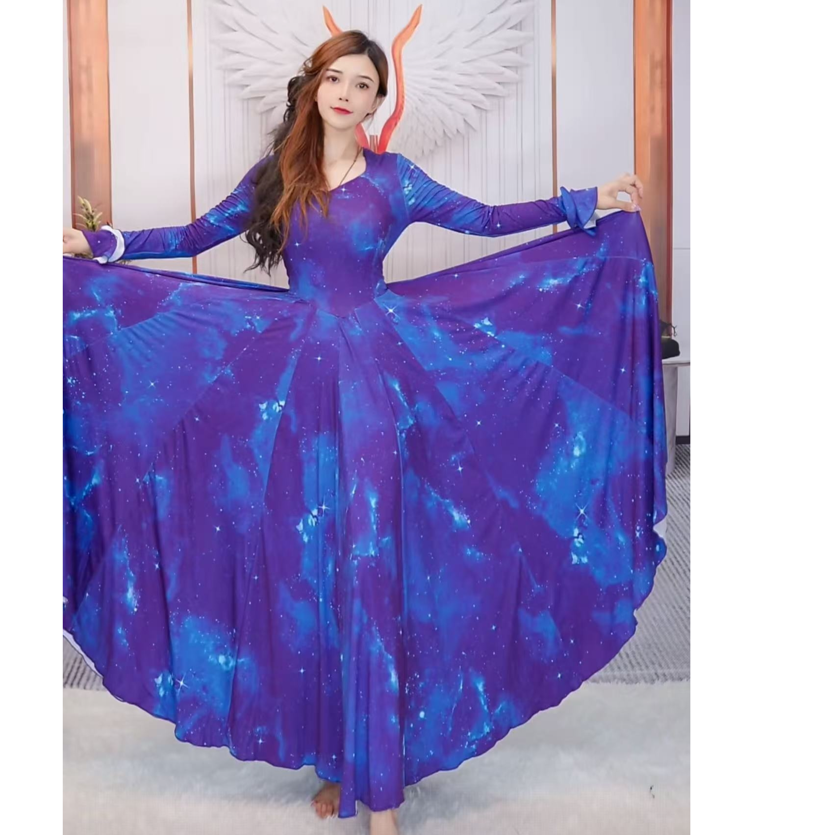 蜜雪冰城新疆民族舞蹈服饰720大摆连衣裙