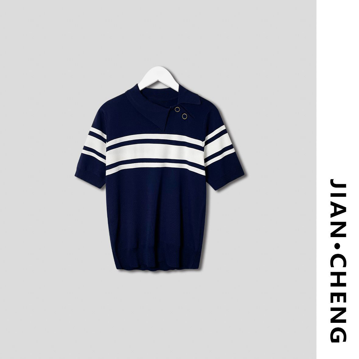 【简柽】条纹针织POLO衫D506-1745