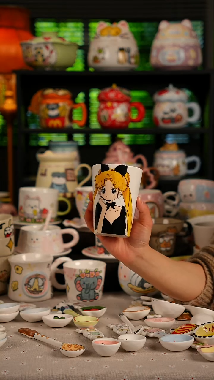 陶瓷无盖款景德镇高温釉下彩纯手绘创意瓷 默认微瑕 不退不换