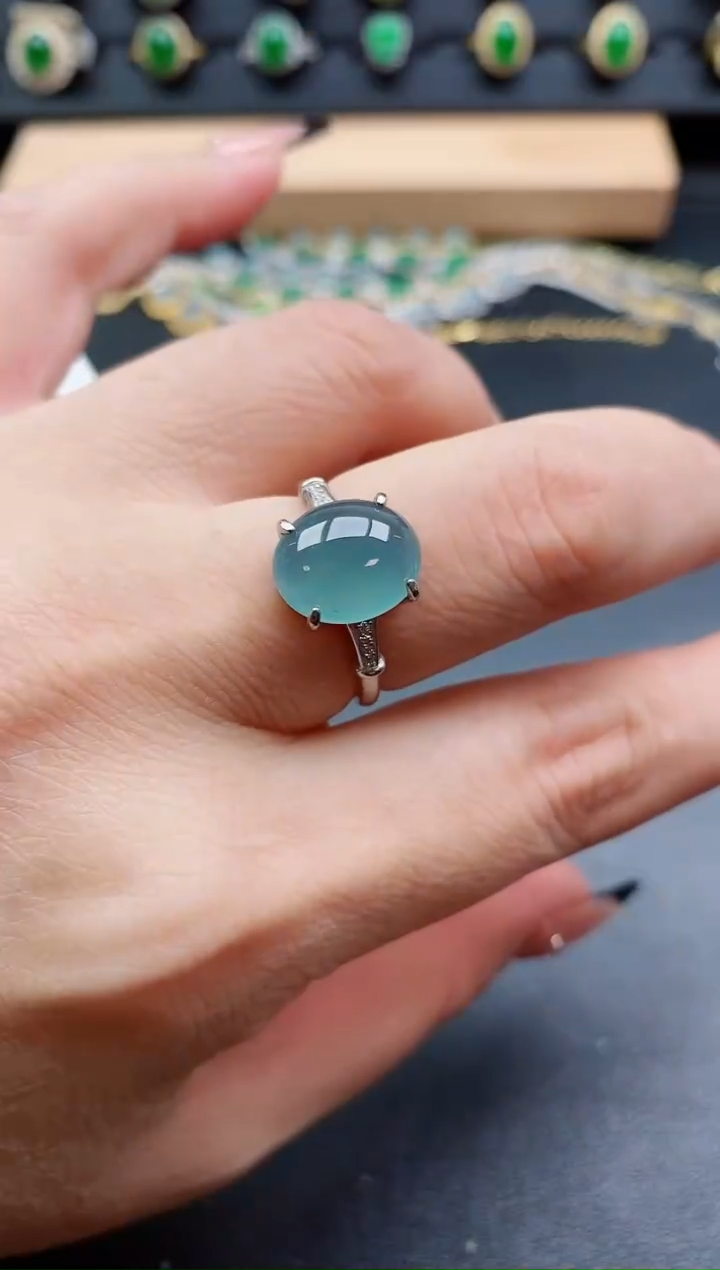 银S925镶嵌戒指翡翠1