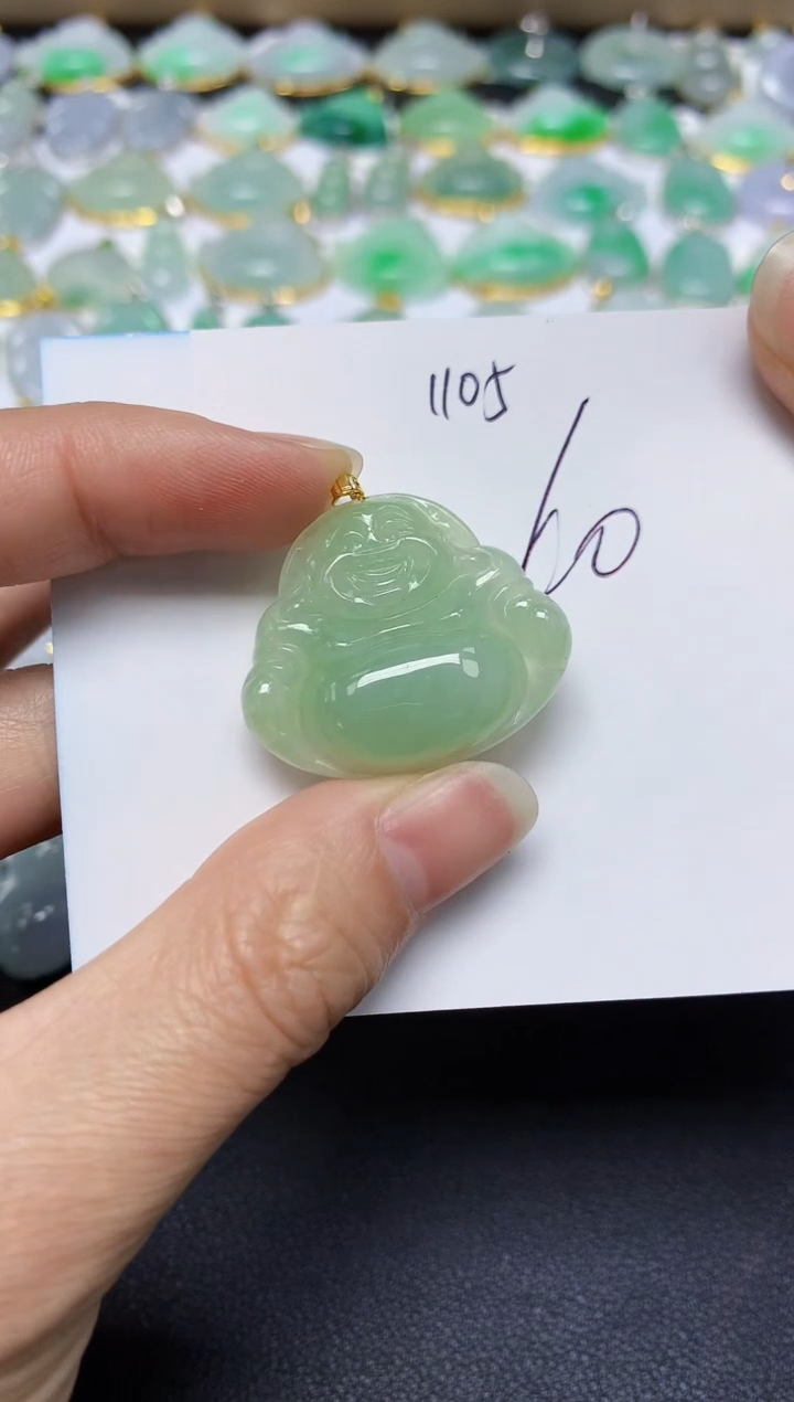 翡翠18K金镶嵌颈饰 天然翡翠A货