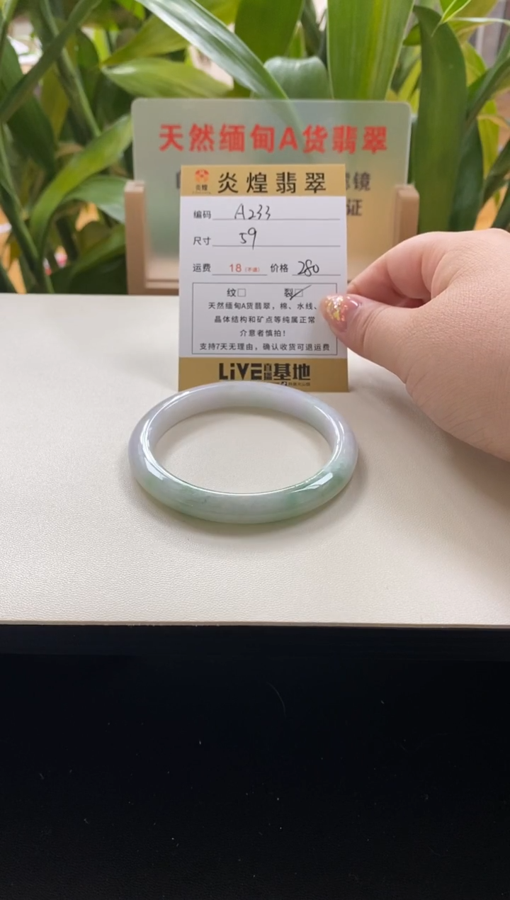 未镶嵌手镯翡翠59圈口编码a233