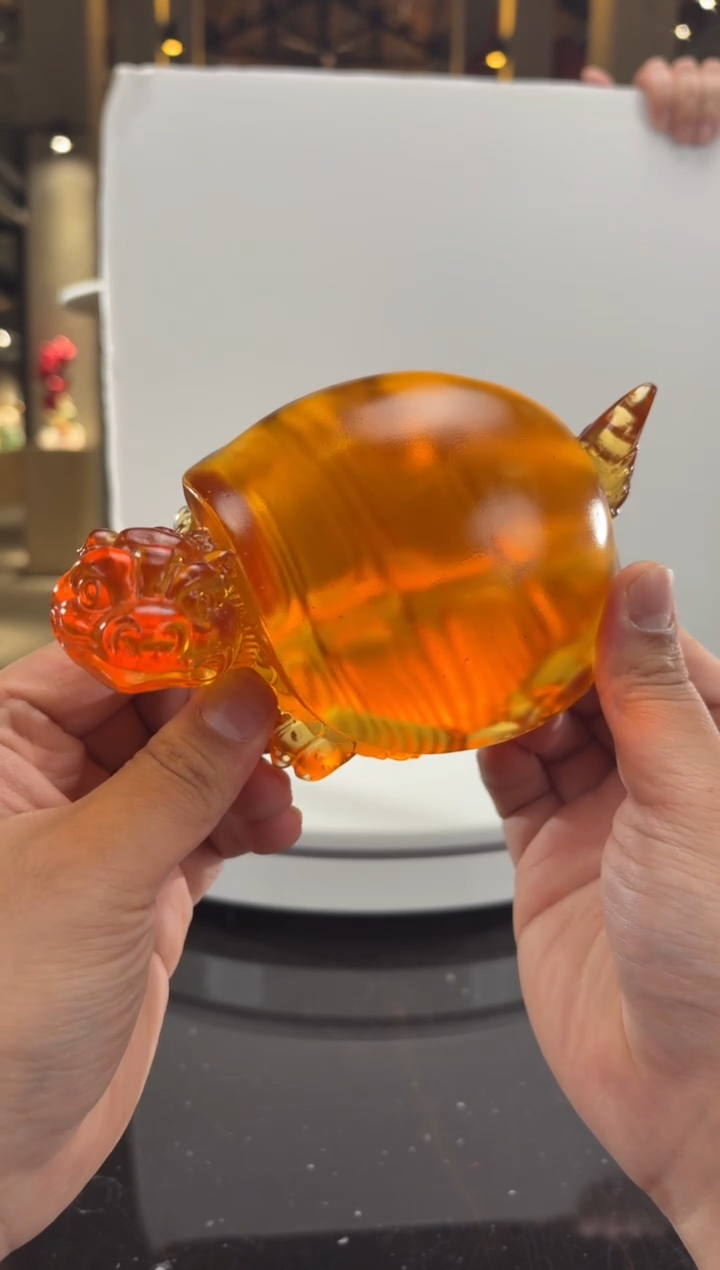 摆件CS0202022琥珀金福寿龙龟艺术摆件