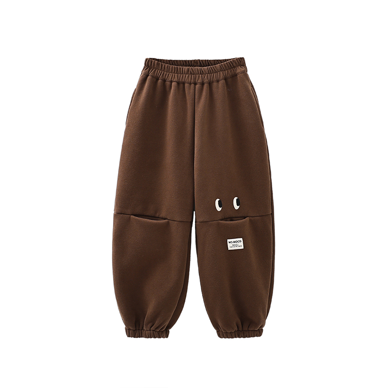 MOMOCO/玛米玛卡冬季新款男童潮流小笑脸加绒休闲卫裤77430358015