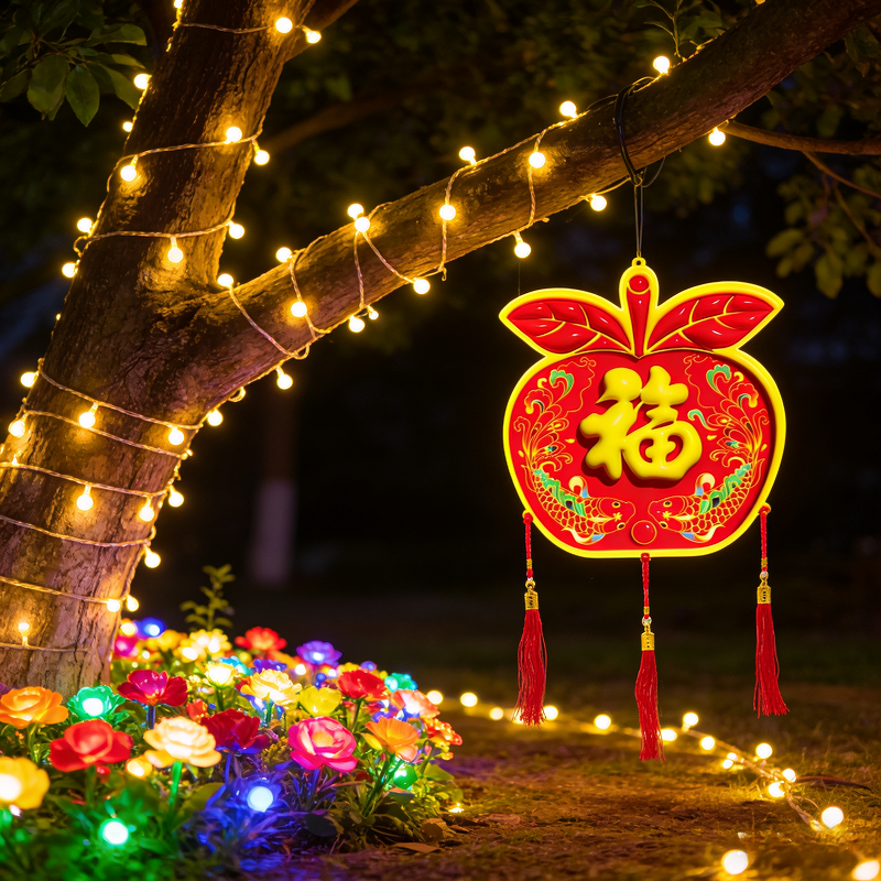 春节LED恒光灯节装饰灯串灯式水全防水设计户外庭院过年寓意新年