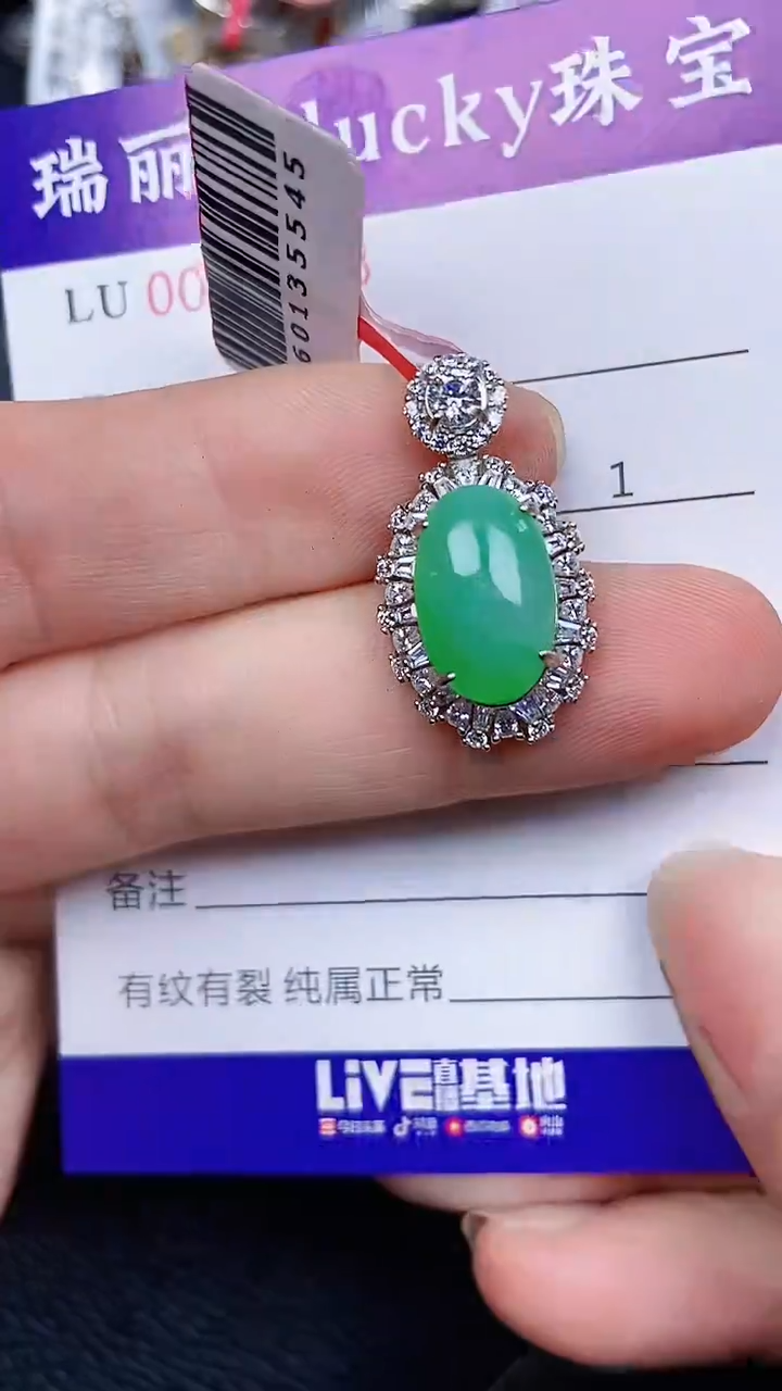 颈饰银S925镶嵌翡翠0808