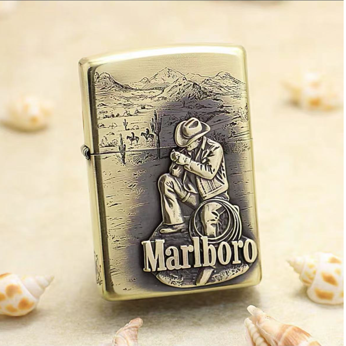 原装正品zippo打火机芝宝正版之宝 纯铜精雕贴章点烟万宝路牛仔