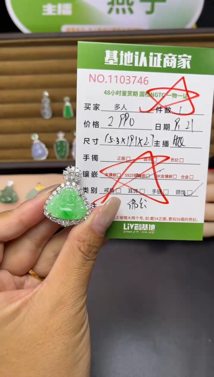 吊坠(不含链)银S925镶嵌翡翠多人