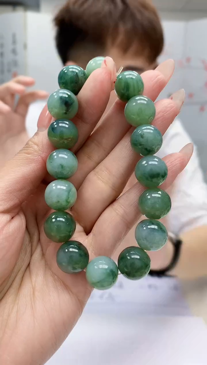 【闪购商品】定制翡翠未镶嵌4868MM-毛货手串249
