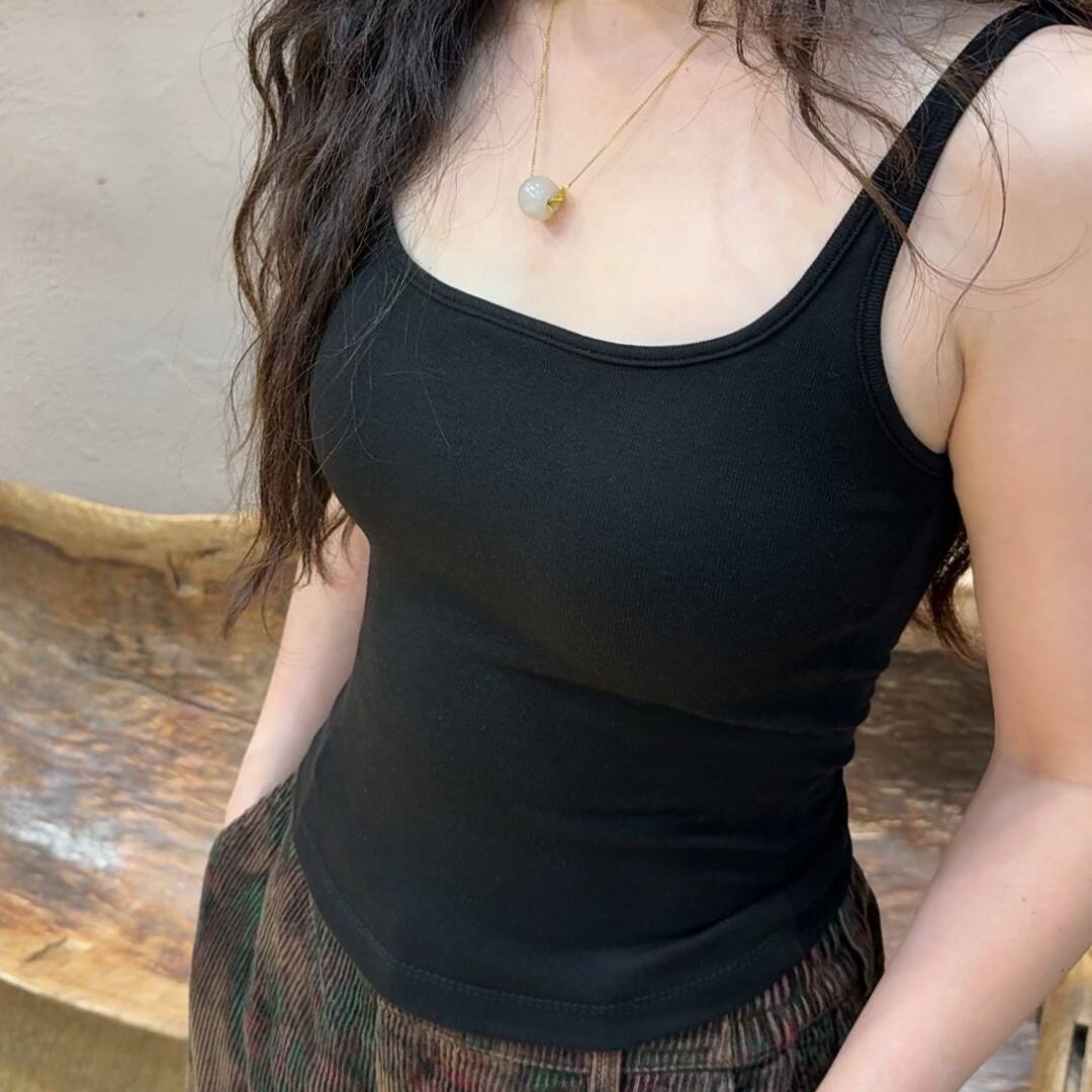 25267秋冬抓绒美背性感吊带小背心加厚保暖短款打底上衣女