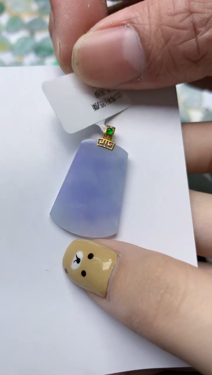 翡翠18K金镶嵌颈饰天然翡翠A货