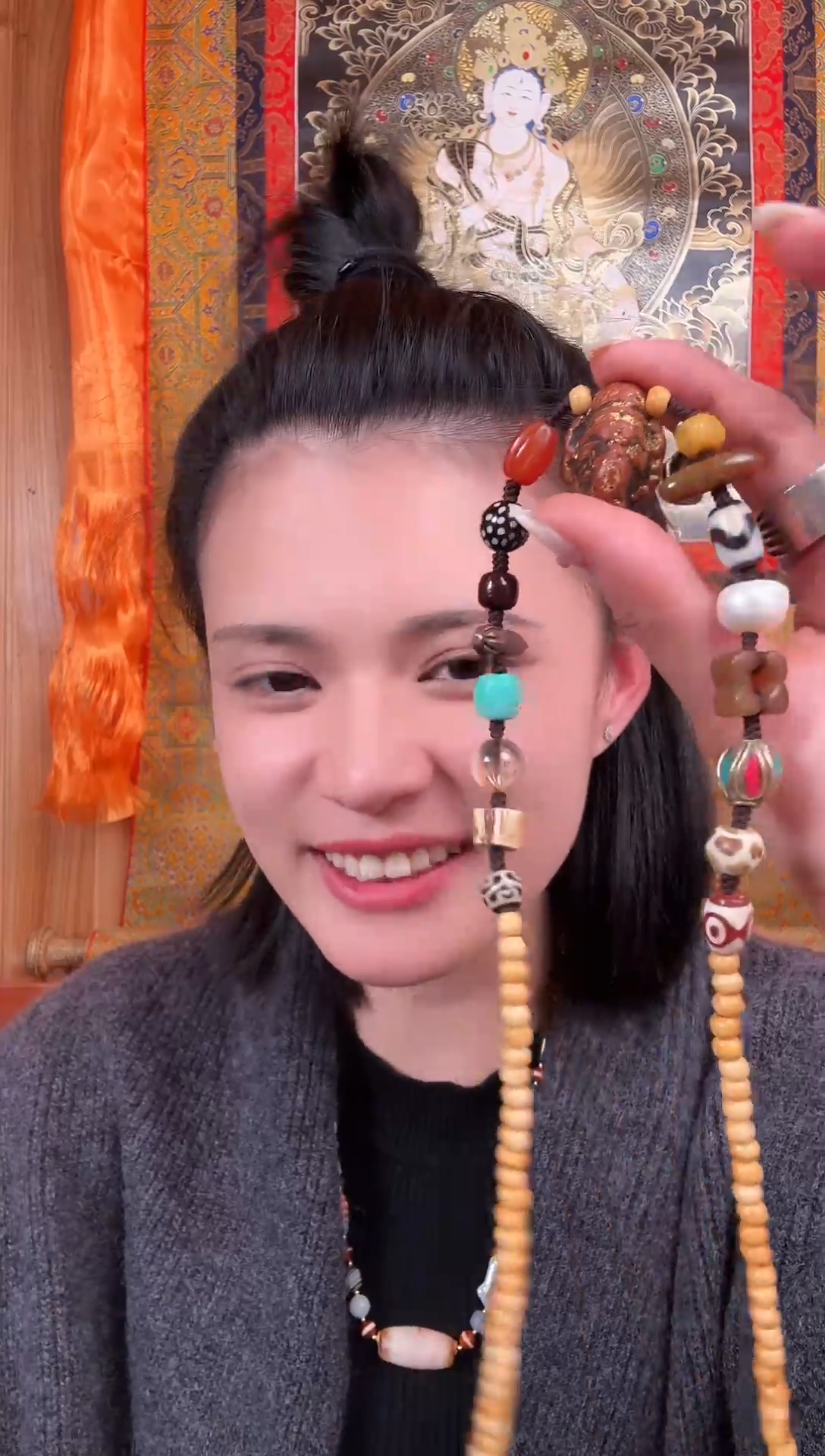 铁合金花岗石蓝*藏式风格珠串