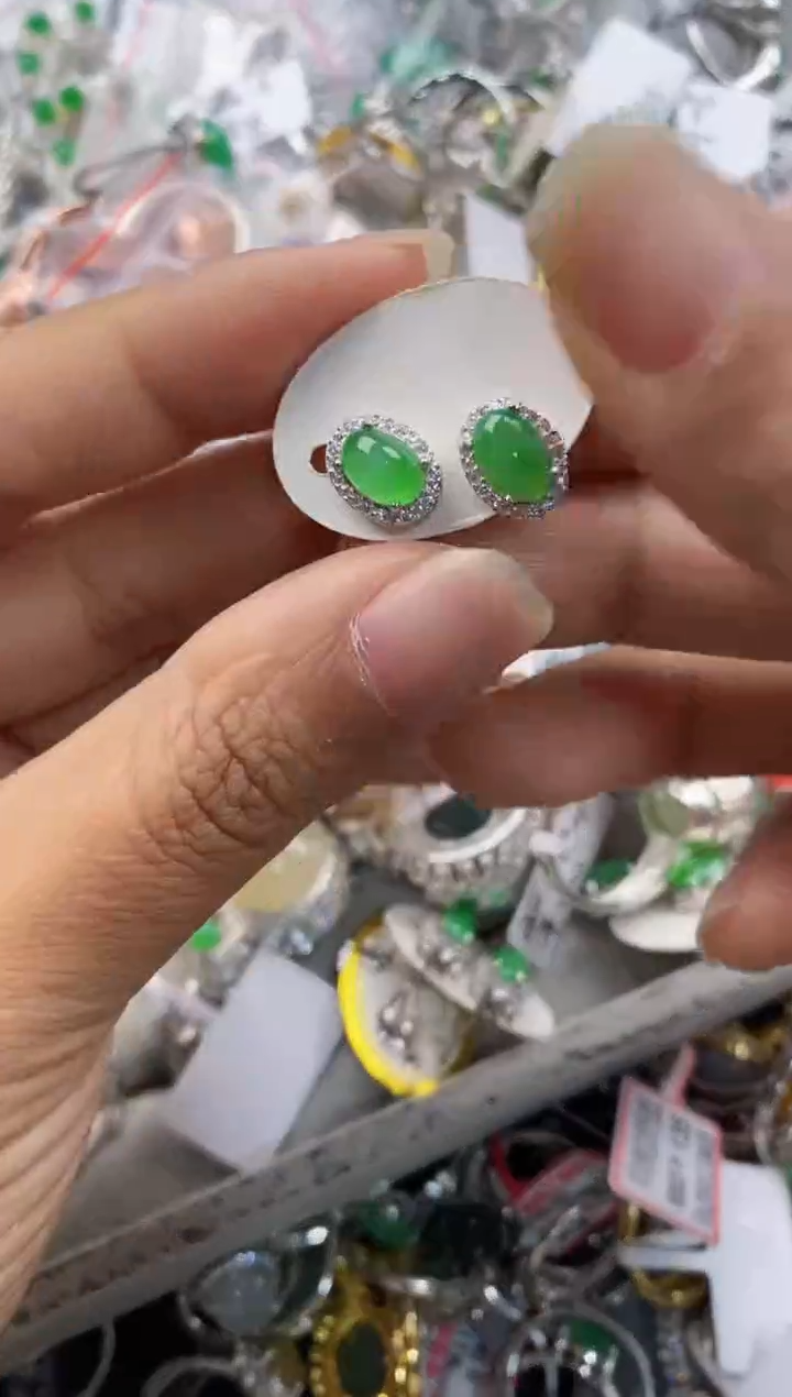 银S925镶嵌戒指翡翠777---10