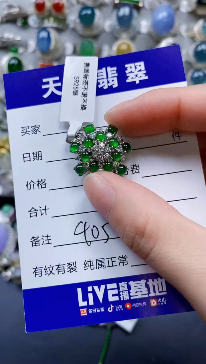 翡翠银S925镶嵌颈饰0405
