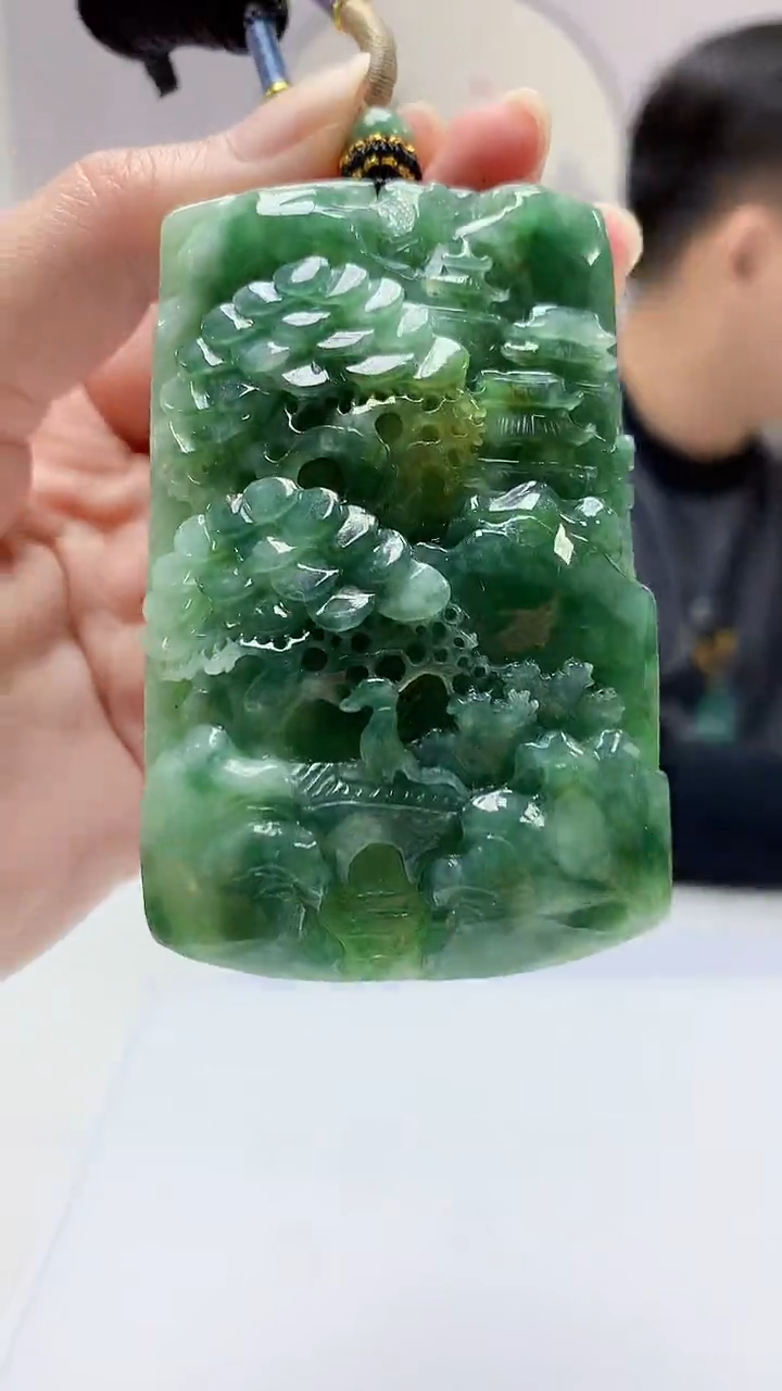 【闪购商品】定制翡翠未镶嵌4917zm-毛货挂件28山水