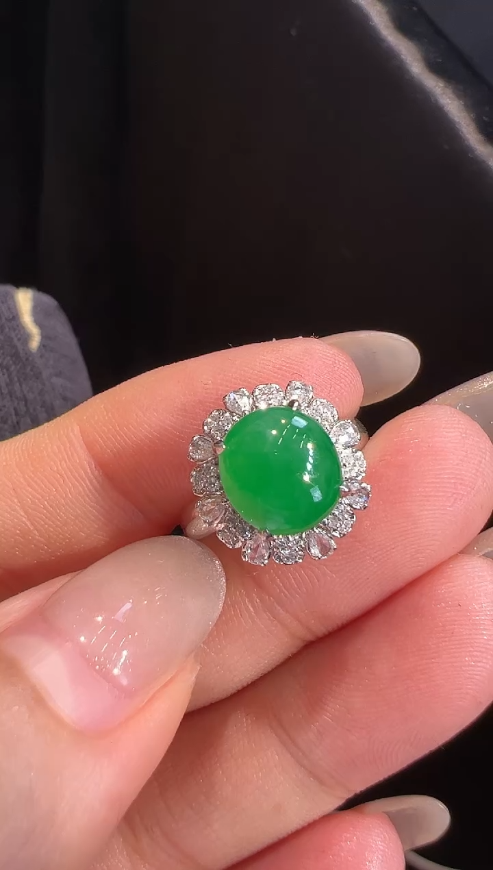 【闪购商品】翡翠戒指18K金镶嵌戒指