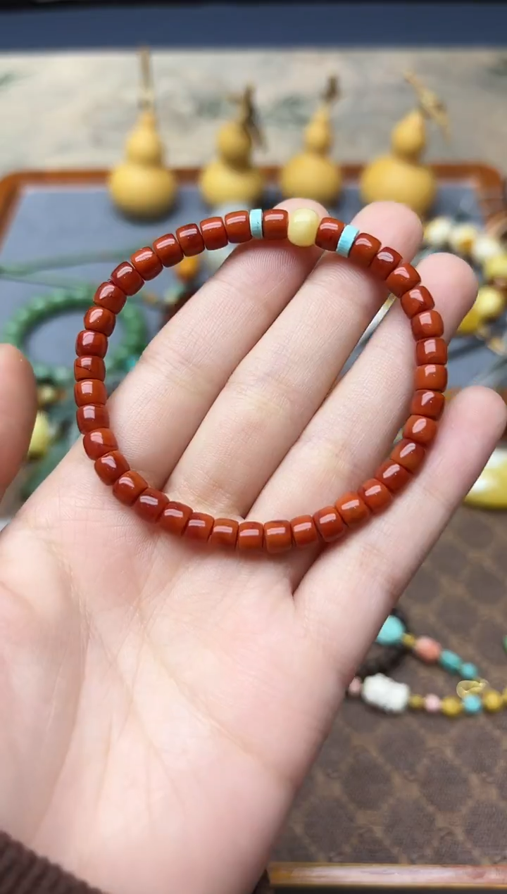 未镶嵌南红玛瑙挂件南红直切手串5mm+JN