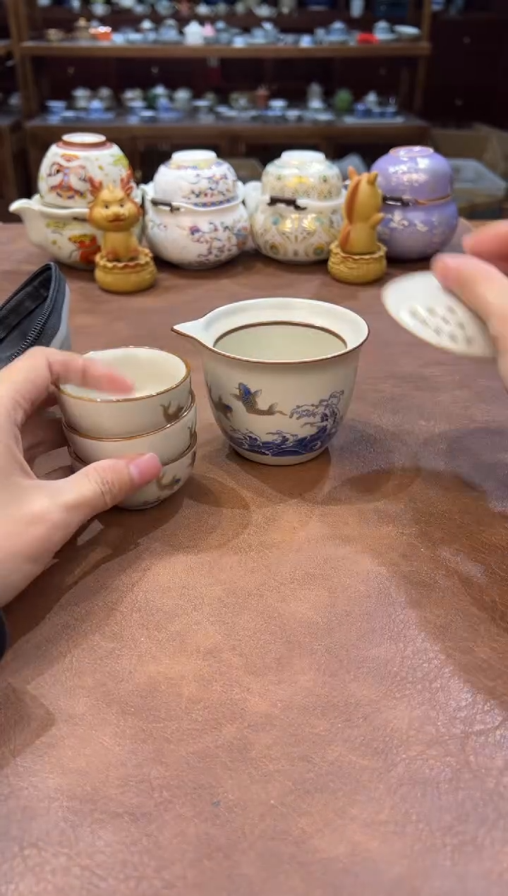 真的很便宜超好看会开片的旅行茶具