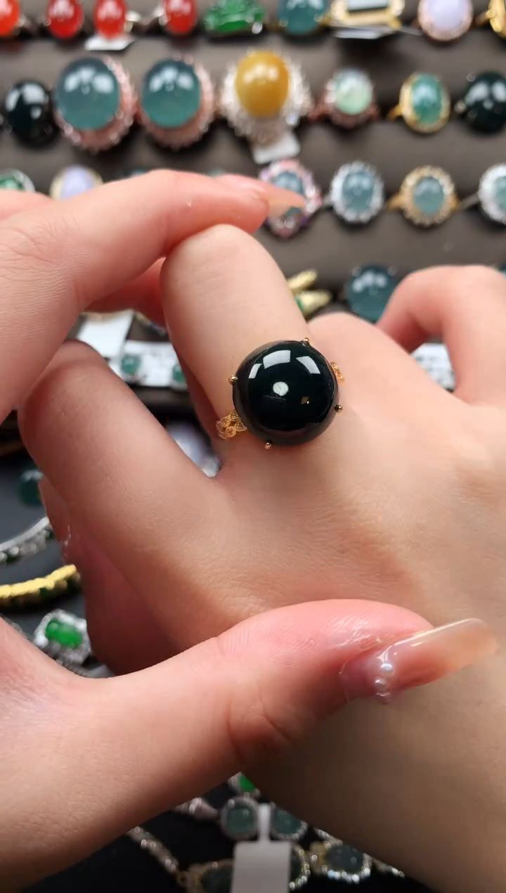 【闪购商品】翡翠戒指银S925镶嵌52141