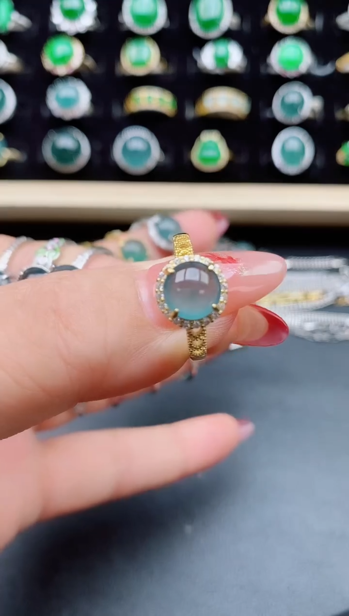 【闪购商品】翡翠戒指银S925镶嵌50850