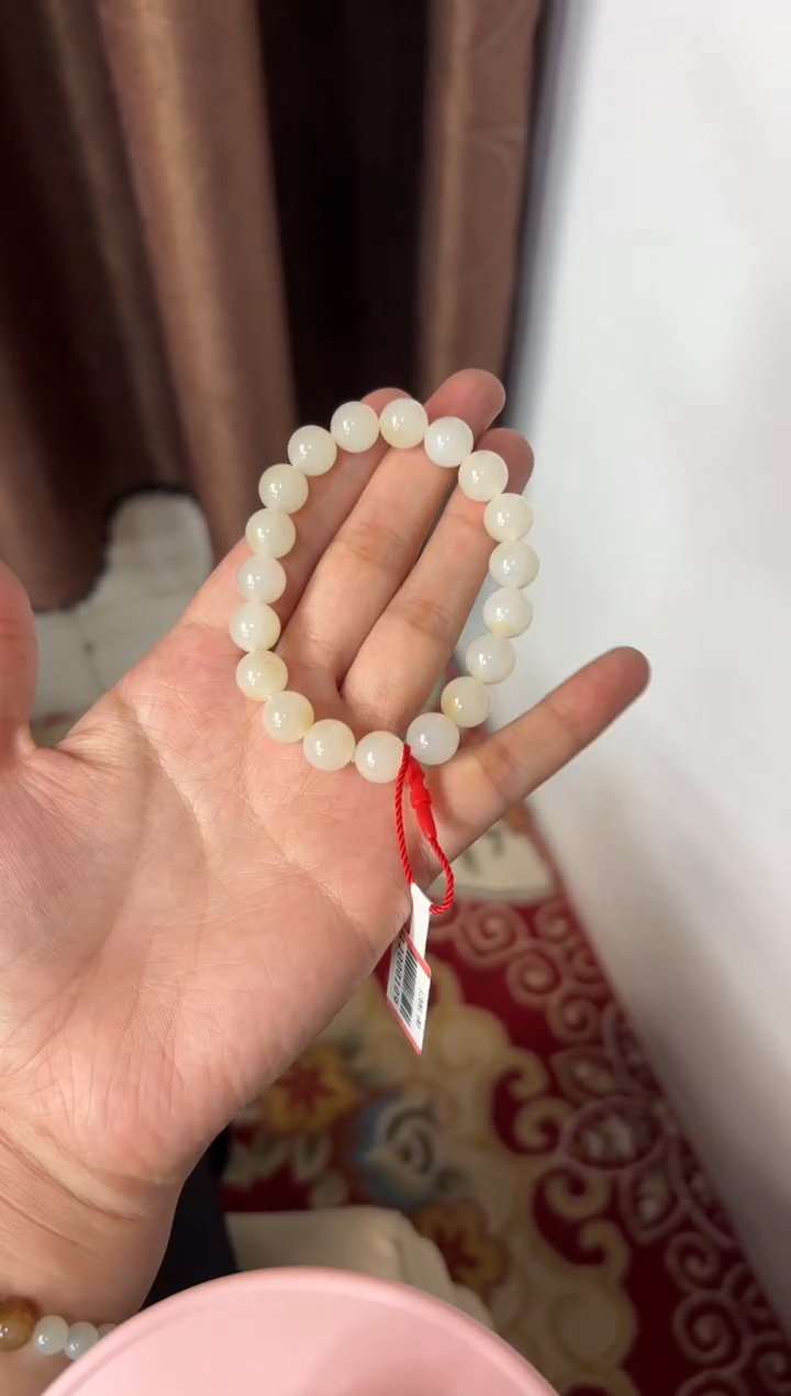 【闪购商品】和田玉手串未镶嵌且末金山微色差卡10带糖