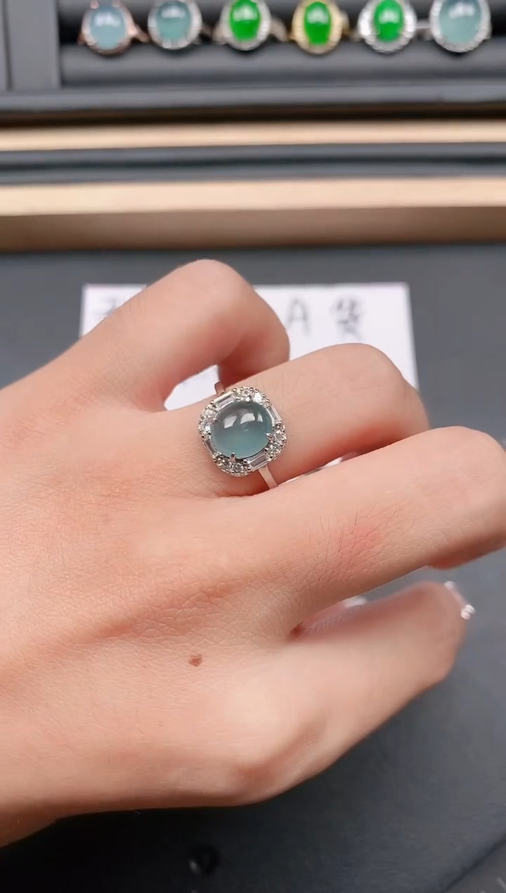 翡翠戒指银S925镶嵌111