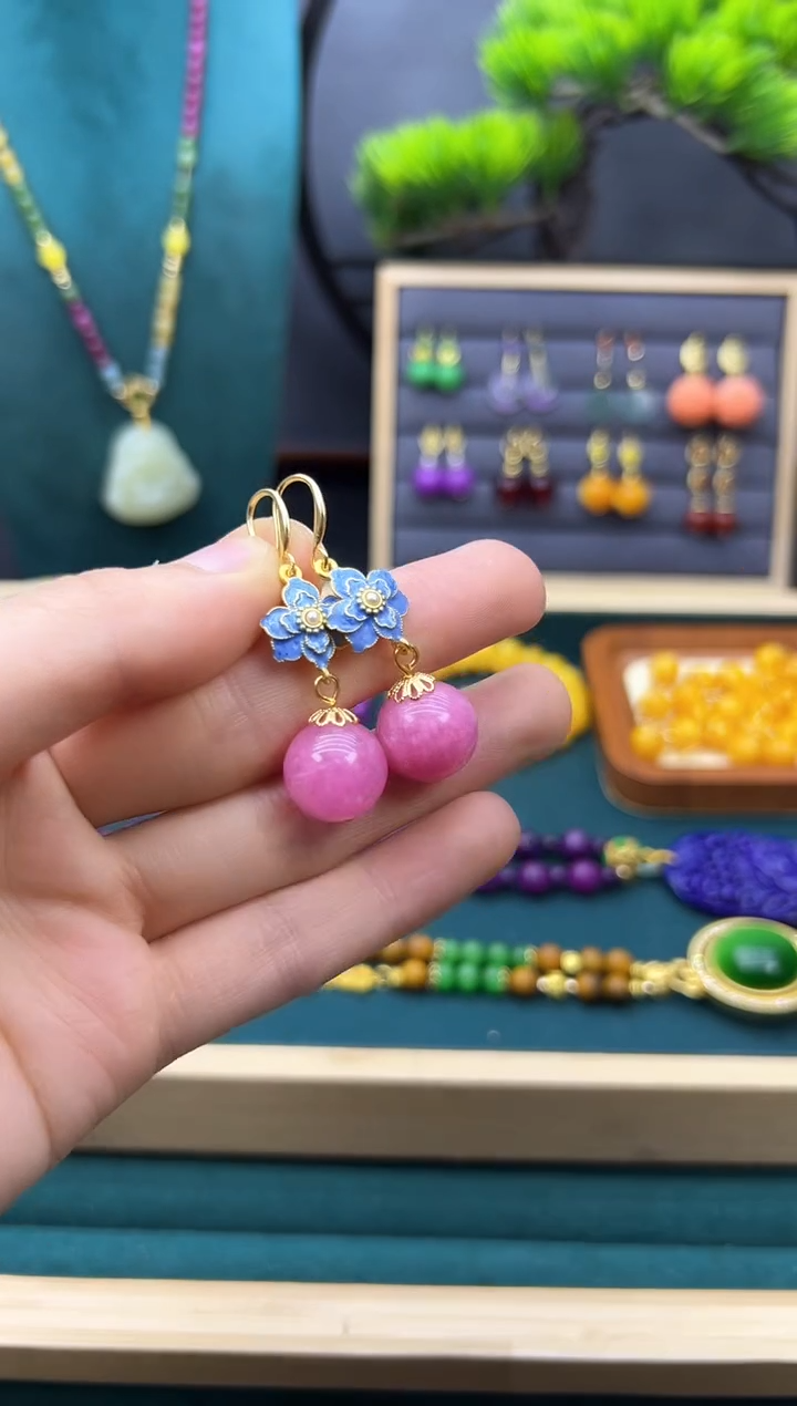 【闪购商品】碧玺耳饰14K金镶嵌E182     