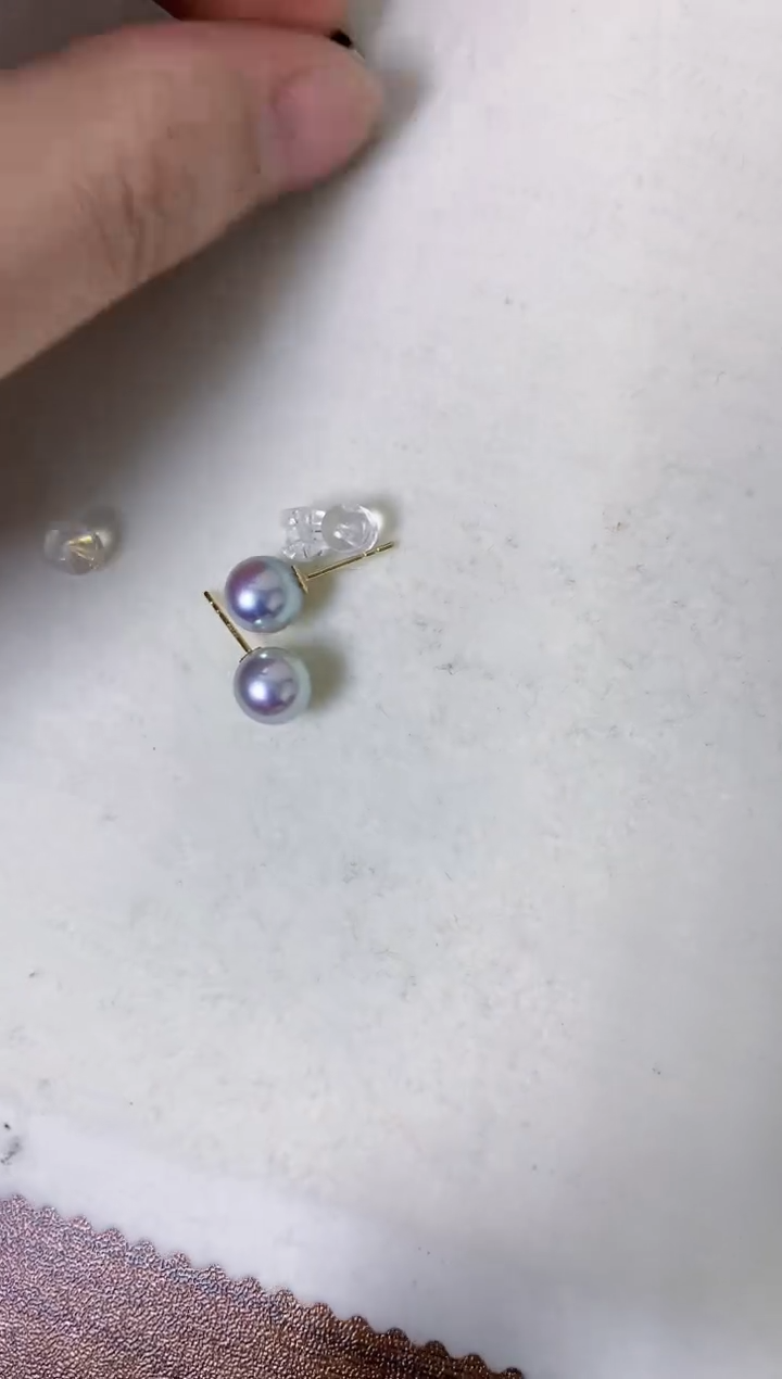 【闪购商品】海水珍珠商品18K金镶嵌7.5-8真多麻色素钉定制